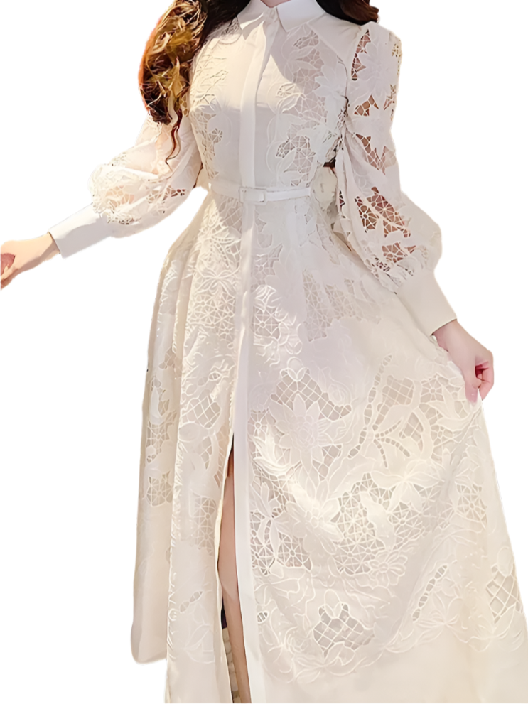 Timeless Lace White Dress Long Sleeve