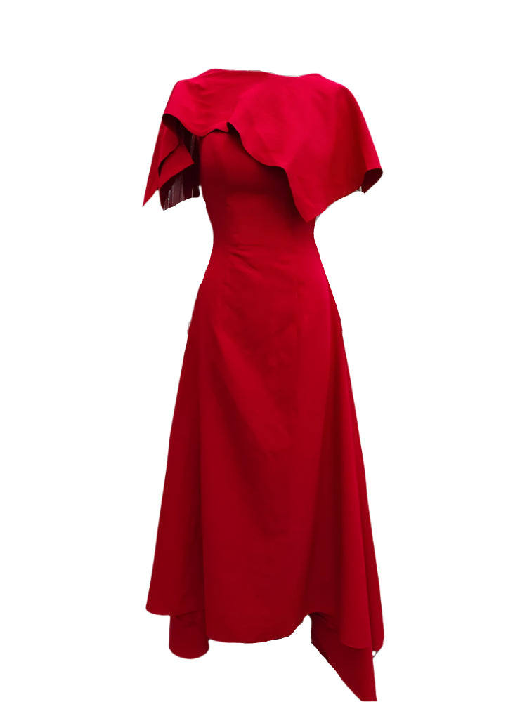 Sleeveless Dress With Connected Scarf on Top of The Shoulder