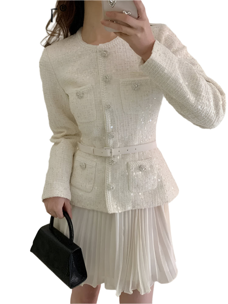 Blazer And Pleated Short Dress