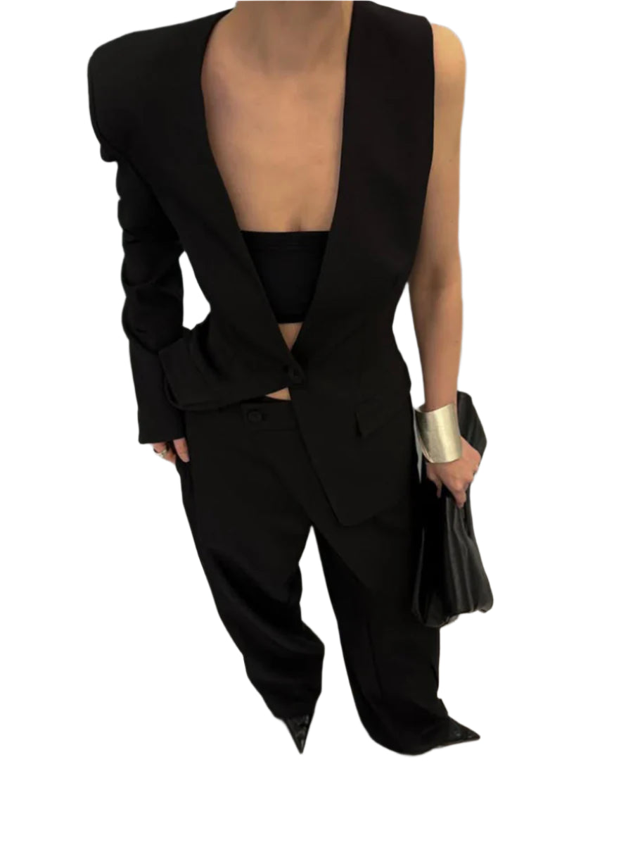 Bold Suit Two Piece Outfit Blazer And High Waist Pant