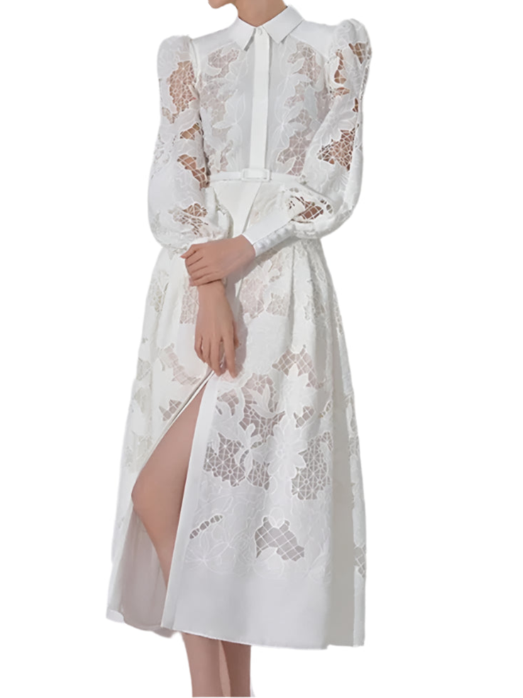 Timeless Lace White Dress Long Sleeve