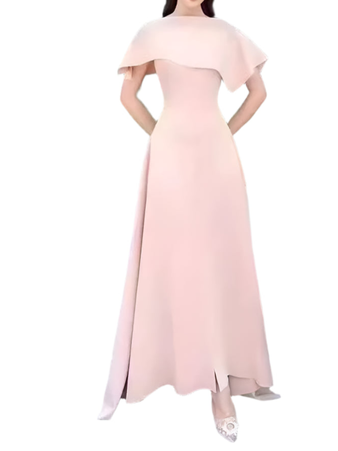 Sleeveless Dress With Connected Scarf on Top of The Shoulder