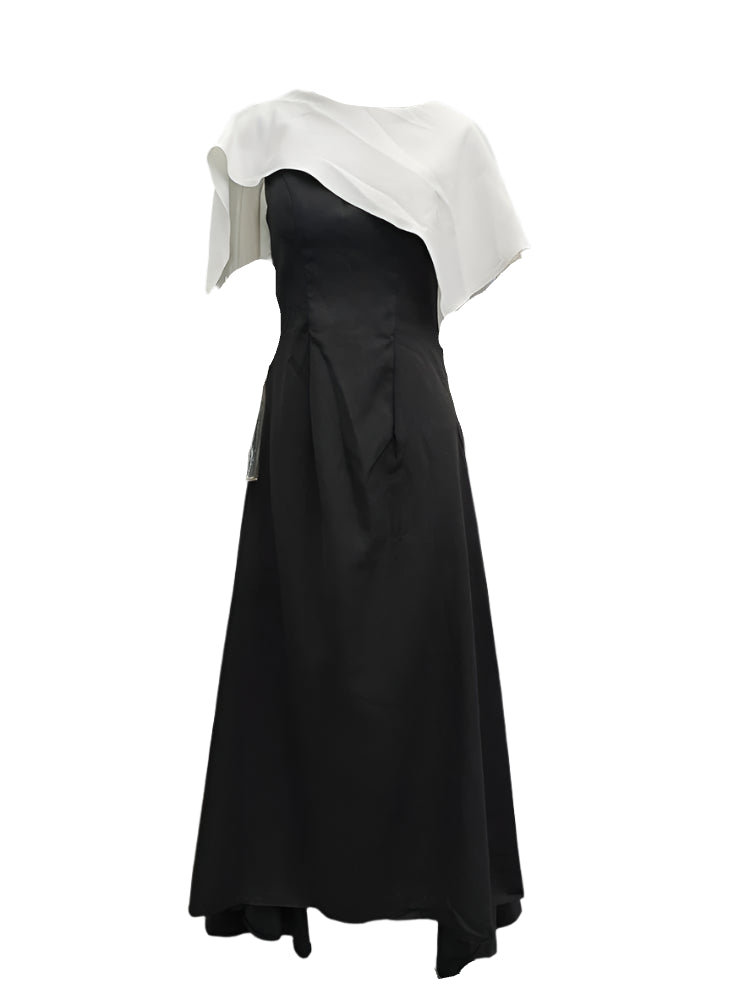 Sleeveless Dress With Connected Scarf on Top of The Shoulder