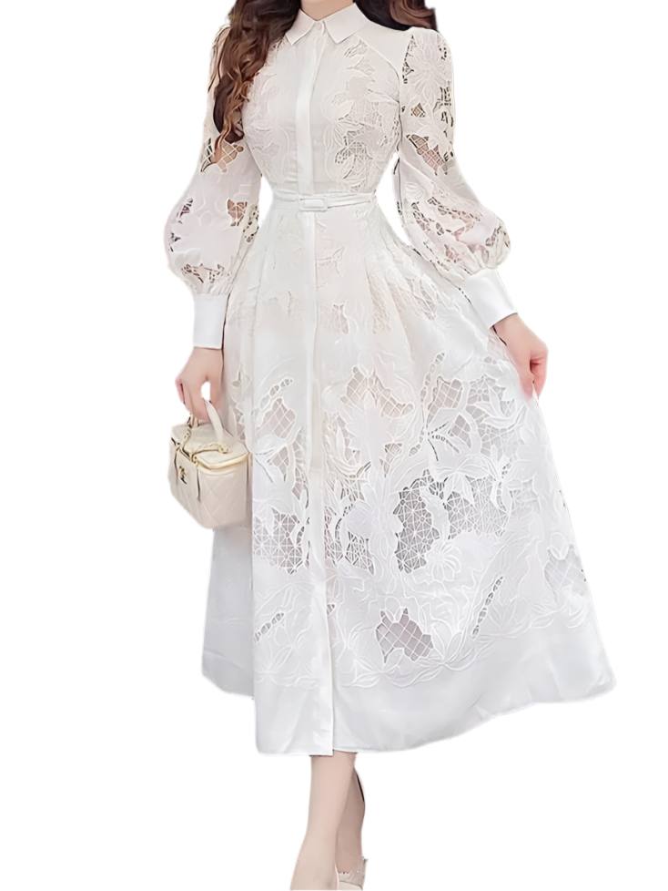 Timeless Lace White Dress Long Sleeve
