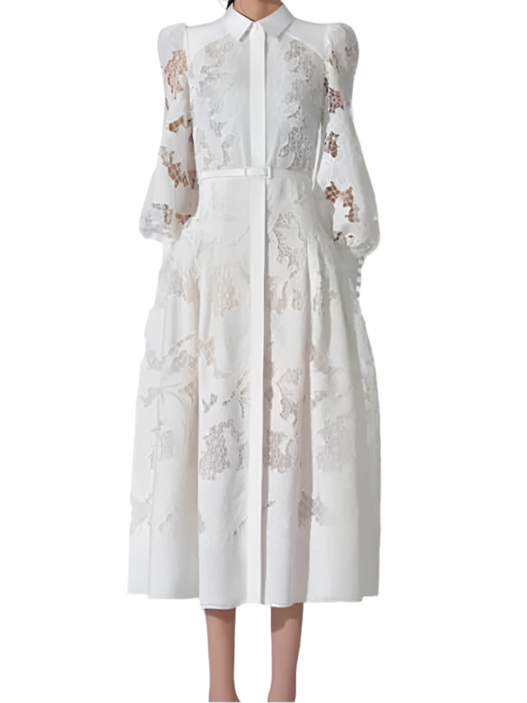 Timeless Lace White Dress Long Sleeve