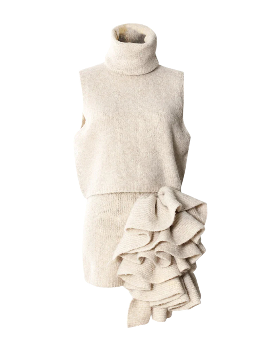 Knitted Mini Skirt Three Piece Outfit Set Mini
