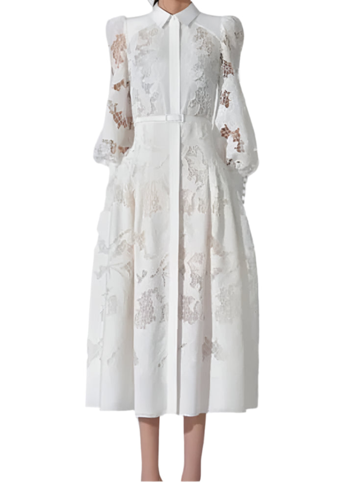 Timeless Lace White Dress Long Sleeve