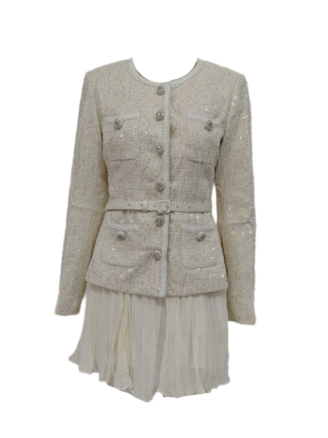 Blazer And Pleated Short Dress