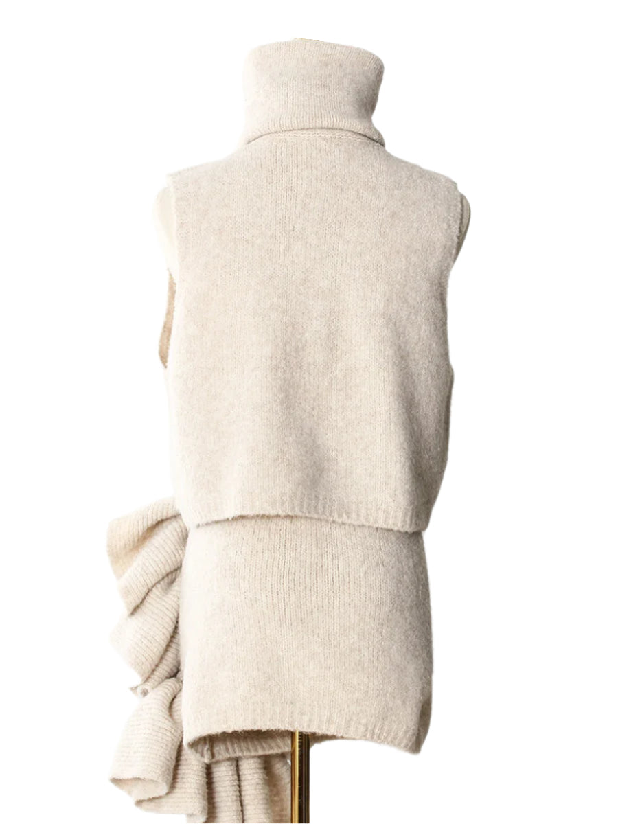 Knitted Mini Skirt Three Piece Outfit Set Mini