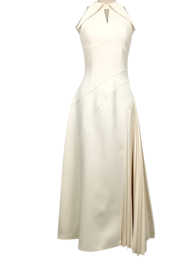 Ivory Pleated Dress