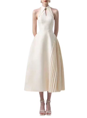 Ivory Pleated Dress