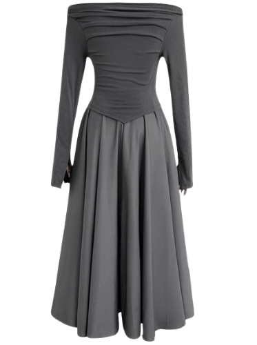 2 Pcs Set Knitted Top Waist 3D Flower Skirt Suit