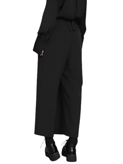 High Elastic Waist Pleated Long Trousers