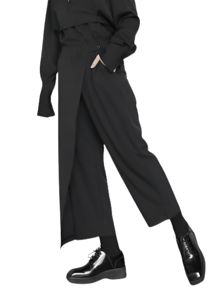 High Elastic Waist Pleated Long Trousers