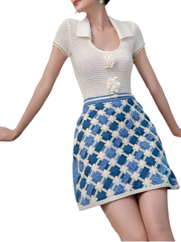 Two Piece Statement Top And Mini Summer OutFit Set