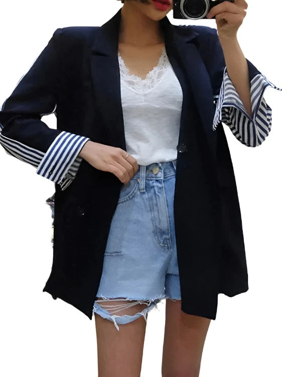 Striped Blazer Suit Jacket Available In Two Colors