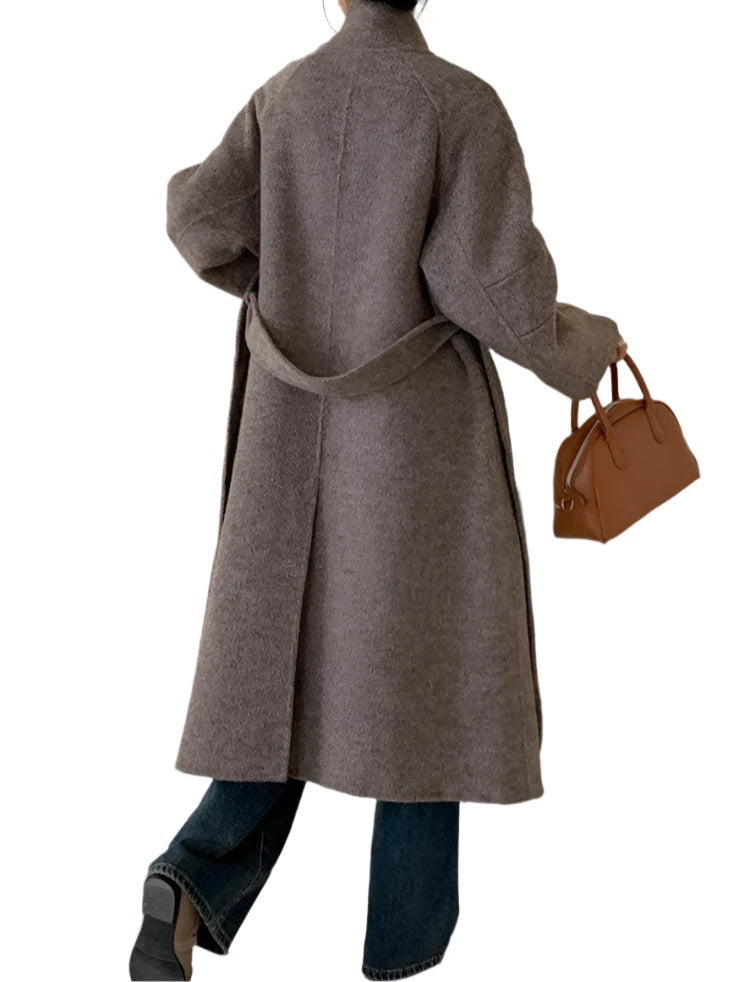 Beige And Two More Colors Available Belted Woolen Coat