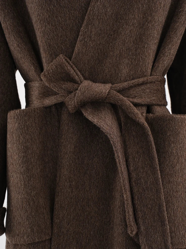 Available in Three Colors Woolen Belted Coat