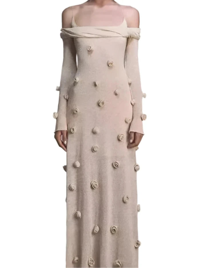 Knitted Flora Elegant 3D Flower Dress