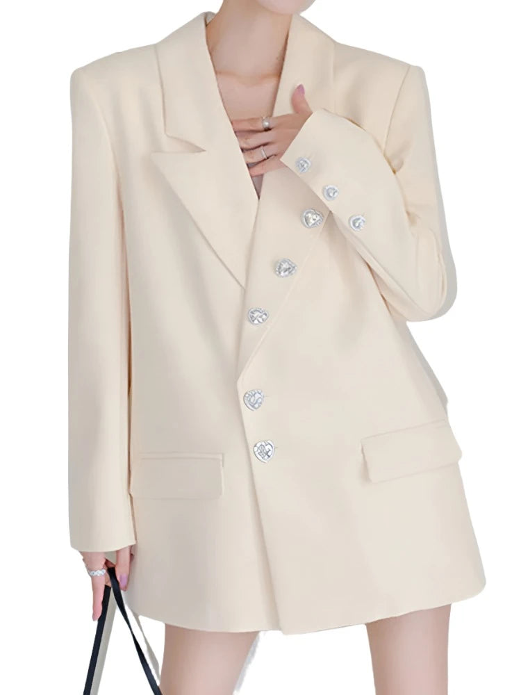 Heart Buttons Blazer Jacket Suit