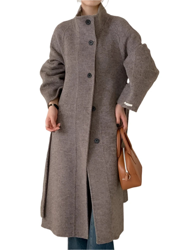 Beige And Two More Colors Available Belted Woolen Coat