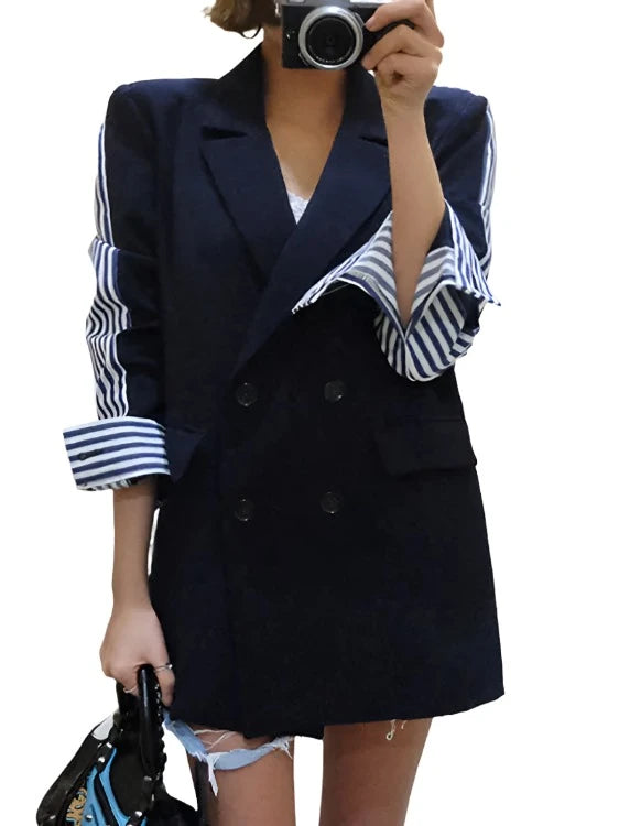 Striped Blazer Suit Jacket Available In Two Colors