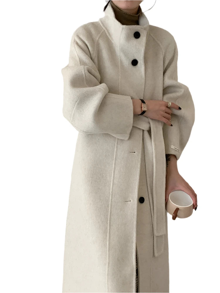 Beige And Two More Colors Available Belted Woolen Coat