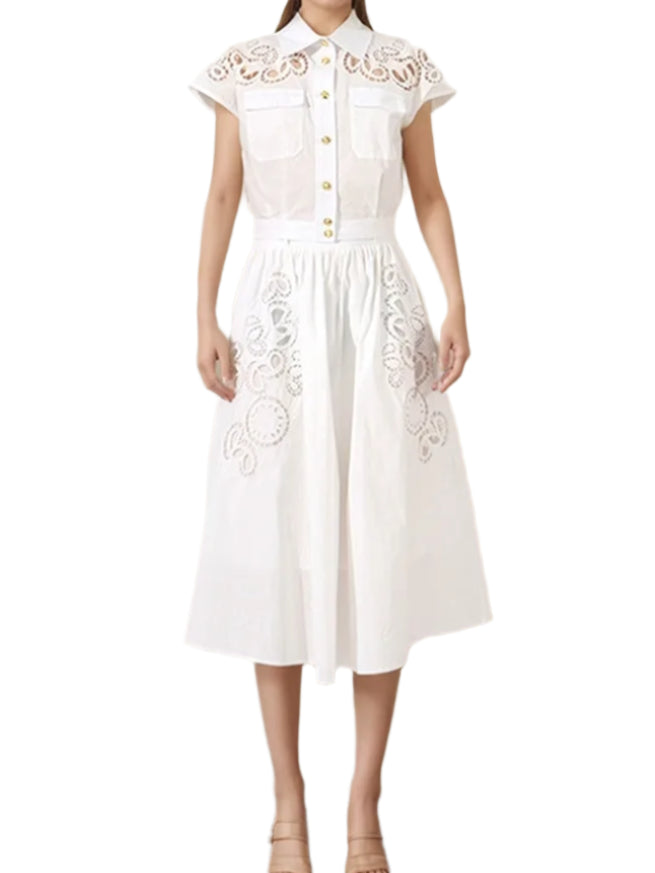 High Waist Midi Skirt And Short Sleeve Blouse Outfit Summer Set