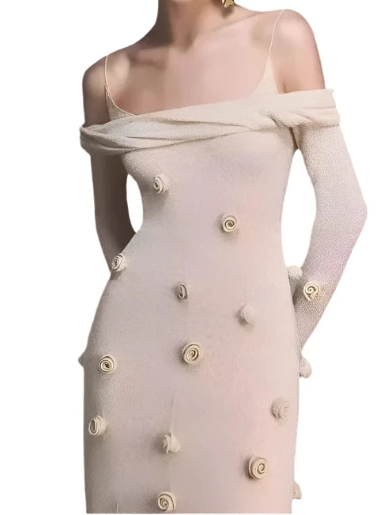 Knitted Flora Elegant 3D Flower Dress