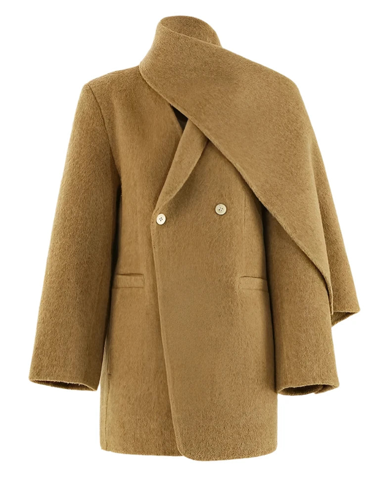 Khaki Oversize Thick Warm Woolen Jacket