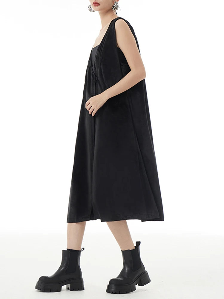 Velvet Midi Dress Spring Autumn