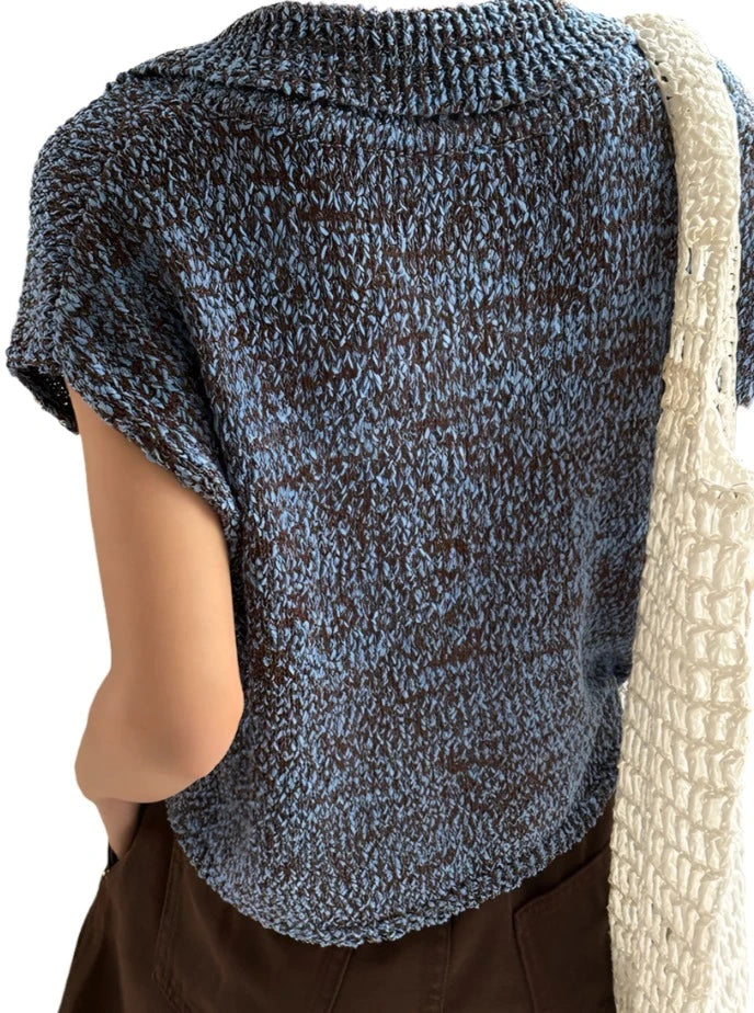 Two Available Colors Blue Beige Knitting Vest