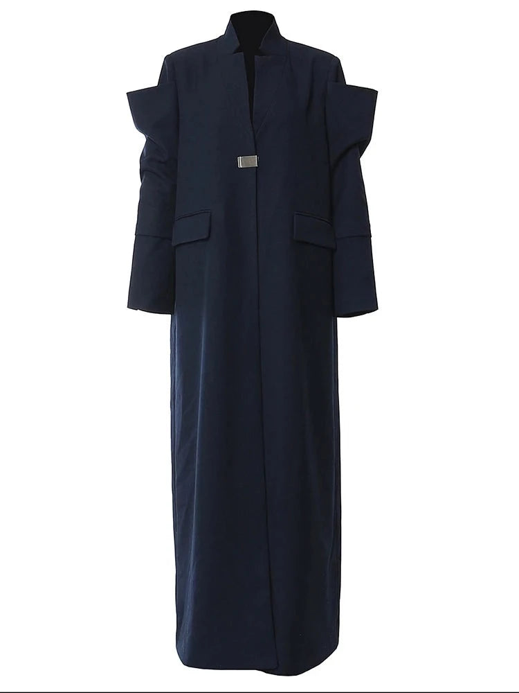 Long Navy Blue Blazer Maxi