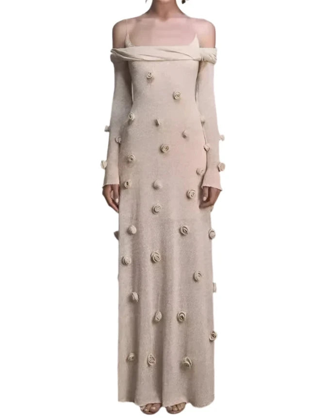 Knitted Flora Elegant 3D Flower Dress